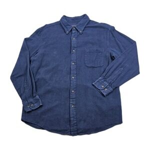 Saddlebred Large Long Sleeve Blue Flannel Plaid Woven Shirt 100% Cotton Soft